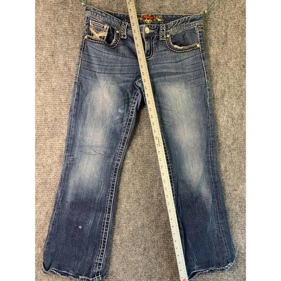 Maurices Womens 9 10 short thick stitching fancy embellished back pockets Jeans - Picture 6 of 10